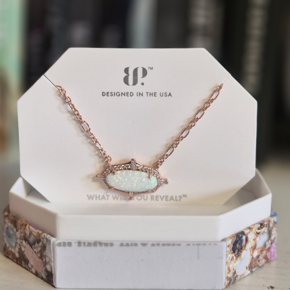 Elegant Rose Gold Necklace with Opal Pendant